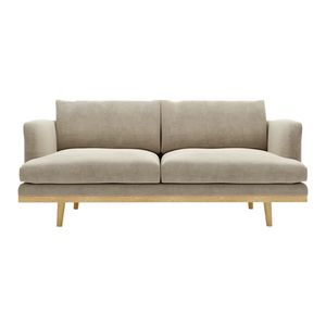 Personnalisé japonais maison salon <span class=keywords><strong>Beige</strong></span> profonde siège <span class=keywords><strong>microfibre</strong></span> tissu rembourrage petite causeuse 2 places base en bois canapé canapé <span class=keywords><strong>chaise</strong></span> - Product Image 1