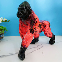 Graffiti Résine Statue Animal Coloré Décoration de La Maison gorille Table top Maison ornement Résine objets de collection Sculpture Cadeau