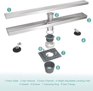 Moderno 304 in acciaio inox <span class=keywords><strong>scarico</strong></span> lineare doccia PVC flangia amovibile Hair Catcher bagno lavello inserto piastrelle piano <span class=keywords><strong>scarico</strong></span> griglia - Product Image 3