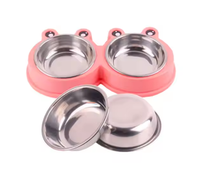 도매 귀여운 개구리 디자인 휴대용 플라스틱 애완 동물 먹이 그릇 사랑 스타일 여러 색상 뜨거운 판매 개 먹는 고양이 물 그릇 - Product Image 2