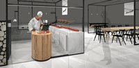 Meuble de présentation commercial moderne personnalisé, kiosque, unité de présentation alimentaire, stand pop, comptoir avec éclairage LED pour la présentation de la viande dans les centres commerciaux