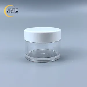 Cosmetische Pot Clear Plastic 50G/2Oz Pot Met Witte Cap Voor Dompelen Poeder