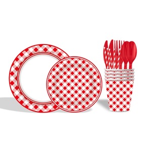Articoli per Feste <span class=keywords><strong>a</strong></span> Tema Scacchiera Rossa All'Ingrosso, Piatti, Bicchieri e Tovaglioli di Carta Usa e Getta, Decorazioni per Feste di Compleanno - Product Image 2