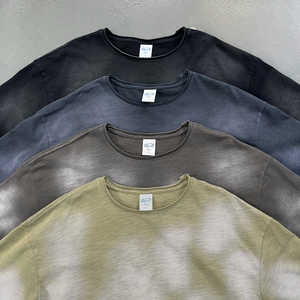 Camiseta YUKAIHE Vintage de 245 g/m², 100 % Algodón de Bambú, Lavado Ácido, Logotipo Personalizado, Talla Grande, Lavada a la Piedra para <span class=keywords><strong>Hombre</strong></span> - Product Image 3