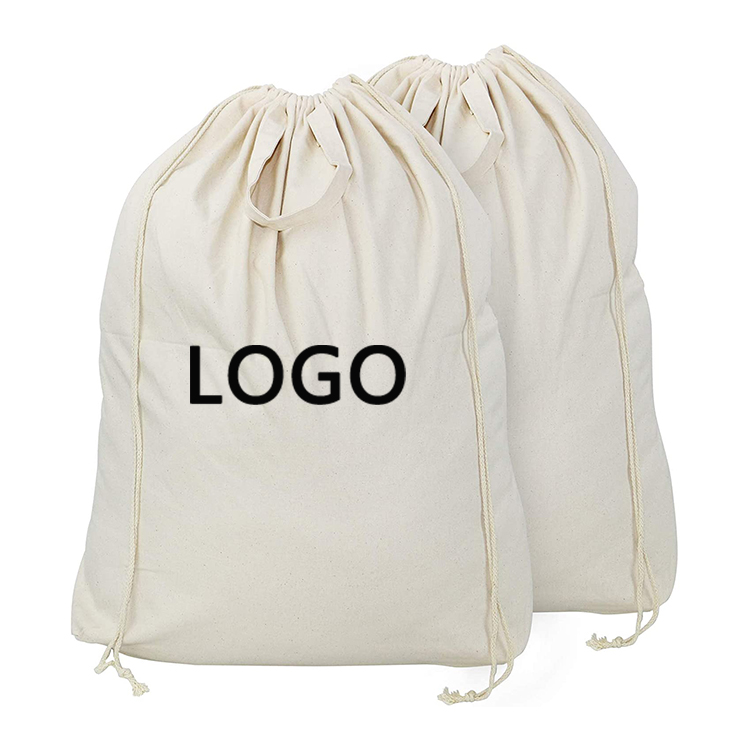 High Quality Eco-Friendly Cotton  Canvas Laundry Drawstring Bags For Hotel