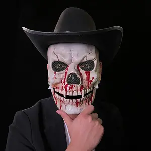 New Jaw Full Head bocca mobile Halloween party Horror mask cosplay skeleton face spaventoso role Decor Skull mask