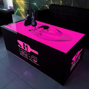 بيع بالجملة سعر رخيص بار كوكاتيل حانة صالة طاولة ليد حجم الشعار إطار معدني زجاج مقسى مخصص - Product Image 4