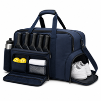 Sac de sport décontracté bleu marine, sac de voyage week-end avec compartiment à chaussures ventilé, bandoulière réglable pour la gym