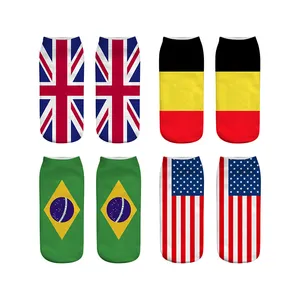 Летние забавные одного печати Америка Канада Германия НЧ носки, Calcetines 3D носки унисекс с рисунком флага для девочек носки для девочек