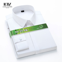 Chemise professionnelle formelle à manches longues pour homme, en fibre de bambou, infroissable, sans repassage, à patte de boutonnage dissimulée et élastique