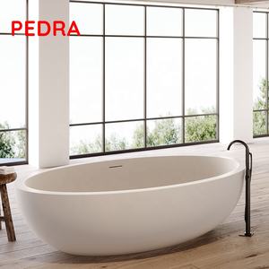 Bañera de piedra ovalada de terrazo bt018, bañera de mármol, superficie sólida, bañera moderna, baño de piedra - Product Image 1