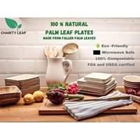 Assiettes rondes en feuilles de palmier naturelles Charity Leaf de 10 et 7 pouces - Fabriquées à la main en Inde rurale - Utilisation jetable pour la restauration/les événements