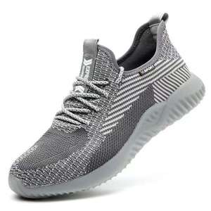 TROPS Safety Shoes Men Steel Toe Anti-smash Anti-puncture Breathable Lightweight Knit Construction <b>Work</b> Shoes - Product Image 4