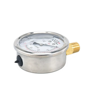 Manomètre à tube Bourdon à double anneau NPT 1/4'' transparent, à huile <span class=keywords><strong>de</strong></span> silicone, 0-30 psi, en promotion - Product Image 2