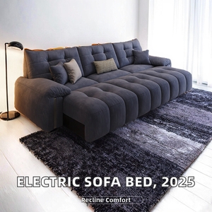 ספת מיטה חשמלית רב תכליתית בעיצוב איטלקי מודרני, נפתחת לשימוש בסלון, עם ריפוד בד. - Product Image 2