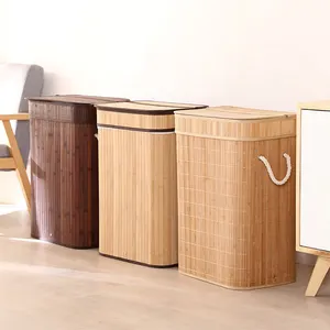 Grande tessuto di bambù sporco cesto di stoccaggio per il bagno impermeabile eco-friendly materiale cesto della biancheria con maniglia