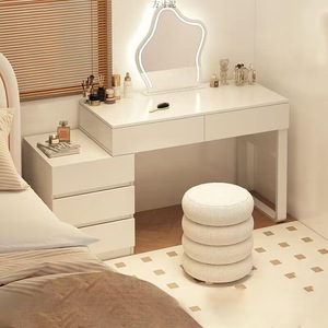 Table de toilette de chambre à coucher en chêne <span class=keywords><strong>clair</strong></span> avec panneau et armoire intégrée, style moderne simple, pour petit appartement, idéale pour le maquillage des influenceurs - Product Image 3