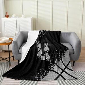 Black <b>White</b> Letter Splatter Flannel Blanket <b>Throw</b> Blanket Nap Blanket Machine Washable Fade Resistant for Travel Camping - Product Image 2