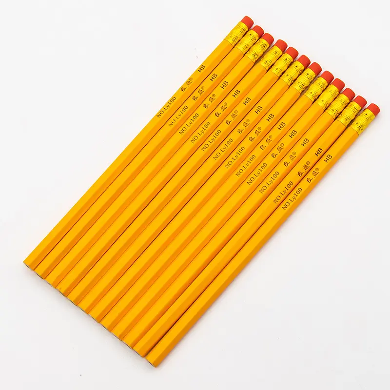 Personalizado tinta amarela grafite lápis conjunto padrão 7 polegadas design personalizado lápis hexagonal