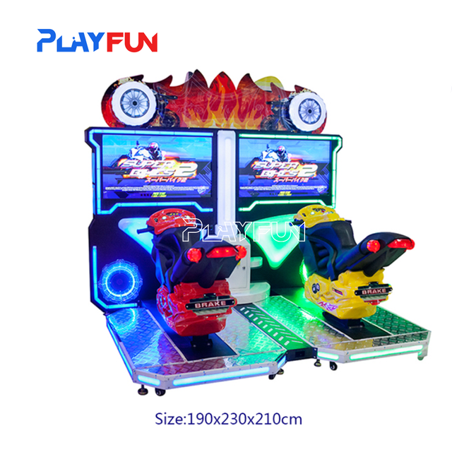 Premium Recreation Hall Ride Gear TWIN BIKE Racing Motorcycle Driving Tokken Operated Games Commercial Arcade Simulator Machine