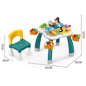 Juego de Mesa de Bloques de Construcción en Forma de Trébol JY con 100 Piezas, 2 Sillas, Mesa de Actividades de Altura Ajustable para Niños, Juego Creativo - Product Image 5