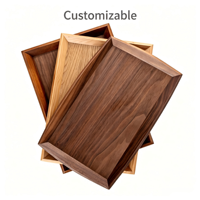 Plateau en bois pour le rangement du thé, plateau de service pour collations, plusieurs tons de bois, plateau rectangulaire en bois massif
