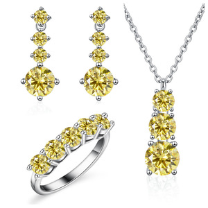 <span class=keywords><strong>Set</strong></span> Perhiasan Moissanite Bersertifikat GRA, Perak 925, Anting Panjang Moissanite, Cincin, Kalung Rantai Bertabur Batu, Liontin, dan Aksesoris untuk Wanita - Product Image 6