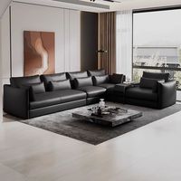 Juego de sofás de diseño europeo moderno de lujo Sofá cama Seccional de sala de estar de lujo en cuero genuino para apartamento o villa