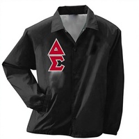 Veste de coach personnalisée avec broderie de la ligne Delta de la sororité DST, col montant, lettres grecques, en toile, décontractée, hiver