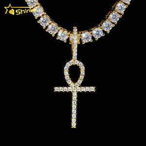 랩 다이아몬드 쥬얼리 크로스 매력 10K 솔리드 골드 고급 보석 랩 그로운 다이아몬드 크로스 펜던트 - Product Image 3