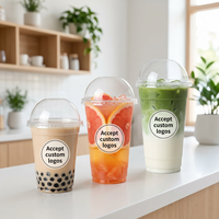 Gobelets jetables transparents en PET de 10 à 16 oz, imprimés sur mesure, de qualité alimentaire, pour bubble tea, café glacé, matcha, smoothie, jus, emballage à emporter