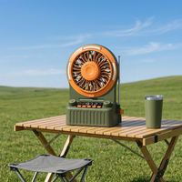 Ventilateur de camping extérieur USB, haut-parleur sans fil 10 000 mAh, FM LED, générateur d'énergie à manivelle