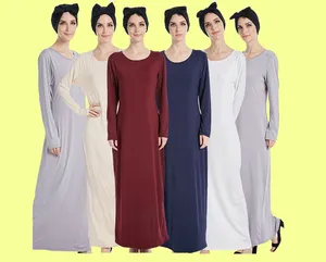 Elastische Bodycon Jurk Lange Mouw Effen Kleur Open Abaya Bijpassende Inner Jurken Voor Abaya Volledige Mouw Classic Collection