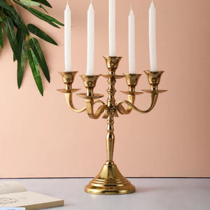 <b>Gold</b> Finished Metal Candelabra for Table Top Home Decoration Metal Candle <b>Holder</b> at Affordable Price - Product Image 1