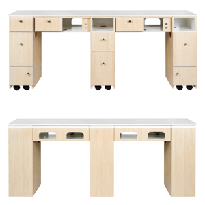 Table de Manucure Double Moderne en Bois avec Séchoir <span class=keywords><strong>pour</strong></span> Soins des <span class=keywords><strong>Ongles</strong></span>, Vente en Gros, Équipement de Salon de Beauté du Vietnam - Product Image 6