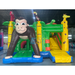 Scivolo Gonfiabile Commerciale a Tema Scimmia con Castello Rimbalzante Combinato in <span class=keywords><strong>Vendita</strong></span> per Noleggio Feste - Product Image 1