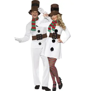 Men's White Christmas Suit Uniform Suit Couple Snowman Christmas Costume