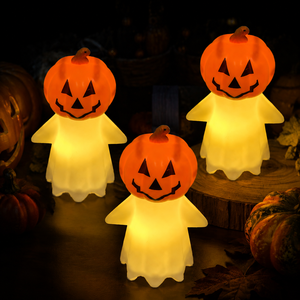 Lámpara de Calabaza Fantasma de Plástico Luminosa con Luz Cálida Amarilla Brillante para Halloween, Linda Luz Nocturna Decorativa para el Festival de los Fantasmas, Regalo - Product Image 1