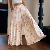 Pantalon large en velours côtelé taille mi-haute, style doux, taille élastique, décontracté, anti-plis, nouvelle collection, coupe fluide