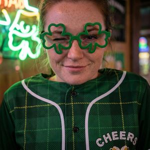 Personalized St Patricks Day Jersey Shenanigans Plaid Shamrock Design Unisex Adult Custom Name Number <b>Baseball</b> Style Shirt - Product Image 4