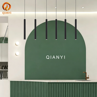 Luminaire suspendu cylindrique long noir de style scandinave, LED, finition mate, pour salon, entrée de ferme, couloir