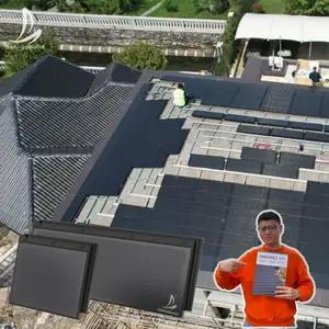 防冰雹钢化玻璃太阳能屋顶板东安装黑色BIPV太阳能屋顶板欧洲