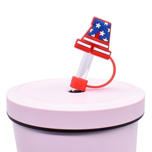 Wholesale Us Series Cartoon Silicone Topper 10Mm Reusable Soft Rubber Straw <b>Hat</b> Bar Accessories - Product Image 3