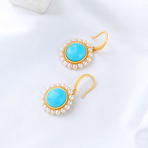 Pendientes de plata de ley 2020 con diseño bonito, accesorios de joyería turquesa, pendientes de perlas, fabricante de china, 925 - Product Image 2