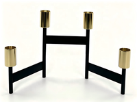 Candélabre pliable à 4 bras en métal noir et or, porte-bougie conique, petit volume d'emballage, décoration de centre de table pour mariage, maison, fête