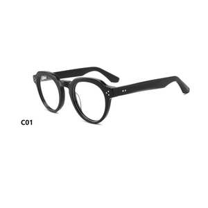 نظارات مستديرة عتيقة مع شعار مخصص إطارات سميكة للرجال والنساء مع تطابق شكل وجه ماسي - Product Image 2