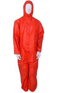 Monos rojos desechables SMS PP con capucha, puños elásticos, cubierta de solapa con cremallera en los tobillos - Product Image 3