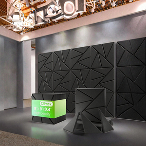 12Pcs 9 Inch Thiết Kế Hiện Đại 100% Polyester Sợi Acoustic Tấm Tự Dính Cách Âm Tường Tấm Cho Studio Căn Hộ - Product Image 3