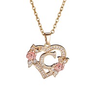 Bijoux fantaisie ajouré coeur fleur 26 anglais lettre E diamant incrusté pendentif collier
