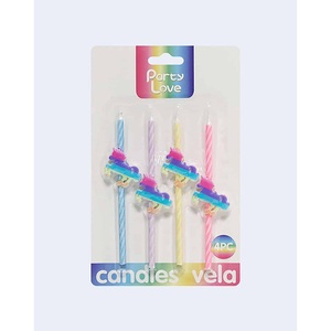 Velas decorativas de pastel de cumpleaños de unicornio de 13cm, vela de palo de feliz cumpleaños, patrones de bolas de flores de corazón para fiestas, Pascua, Año Nuevo - Product Image 1